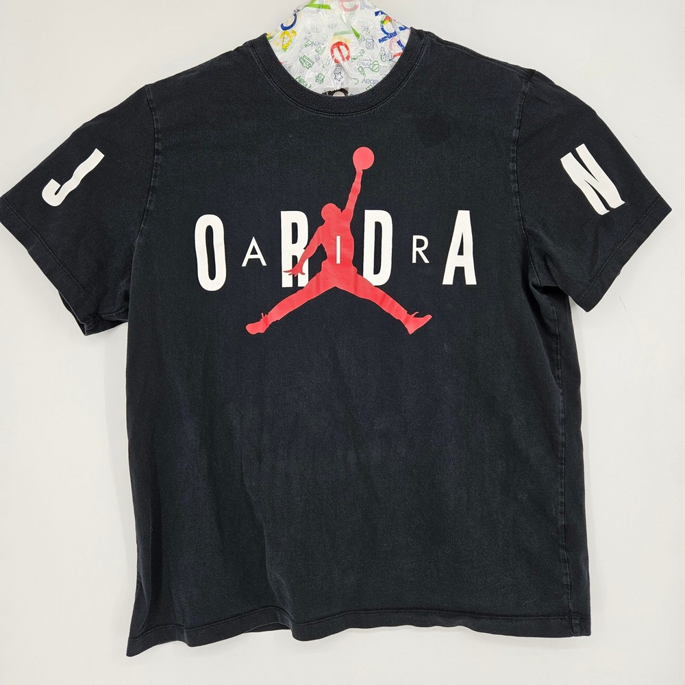 Nike Air Jordan Shirt Mens XXL Black Short Sleeve Stretched Spelling Jumpman
